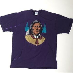 Vintage Native American Indian Single Stitch Shirt T-Shirt Top USA L